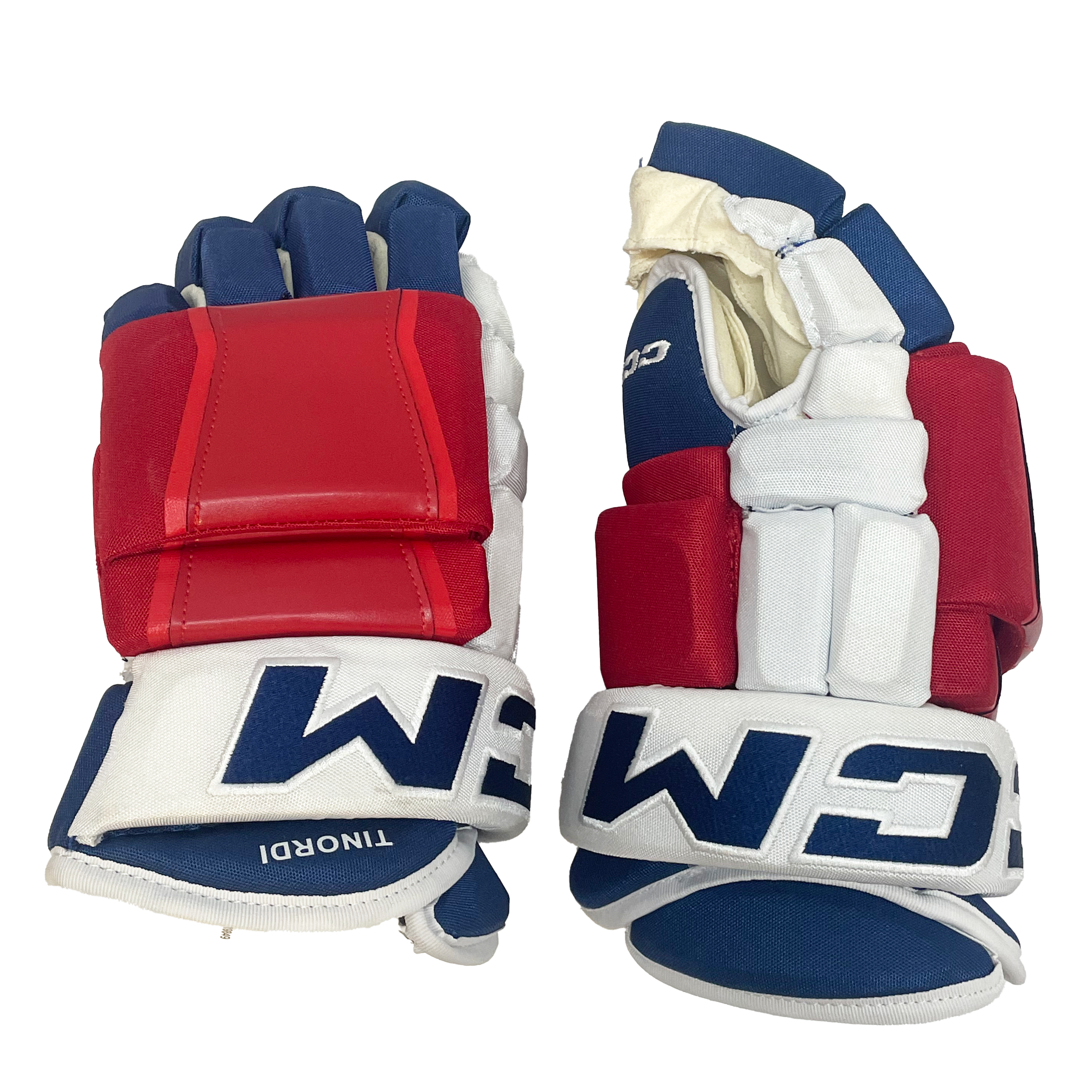 CCM HG97PP - Gant NHL Pro Stock - Jarred Tinordi (Bleu/Rouge/Blanc)